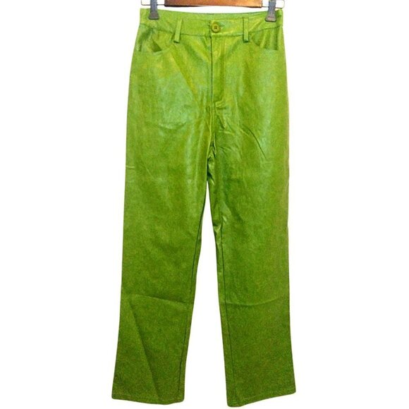 LELIS COLLECTION WOMEN'S GREEN LEATHER PANTS - SIZE S - Picture 1 of 7